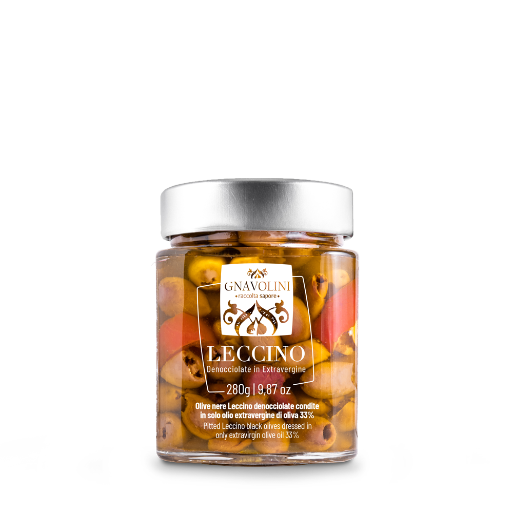 Olive nere LECCINO condite in olio extravergine | 280 gr.