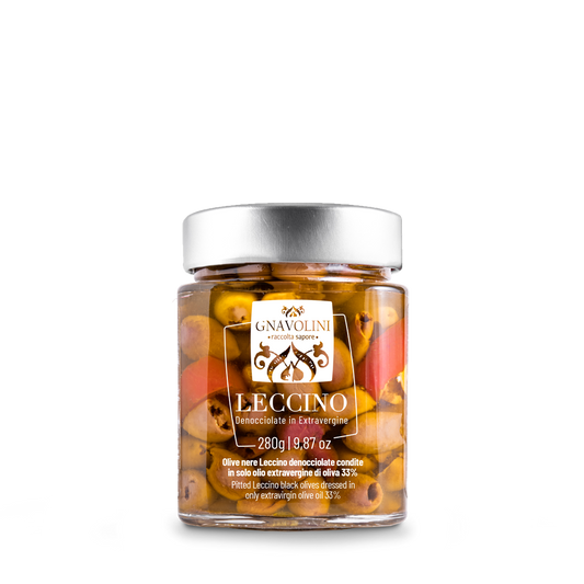 Olive nere LECCINO condite in olio extravergine | 280 gr.